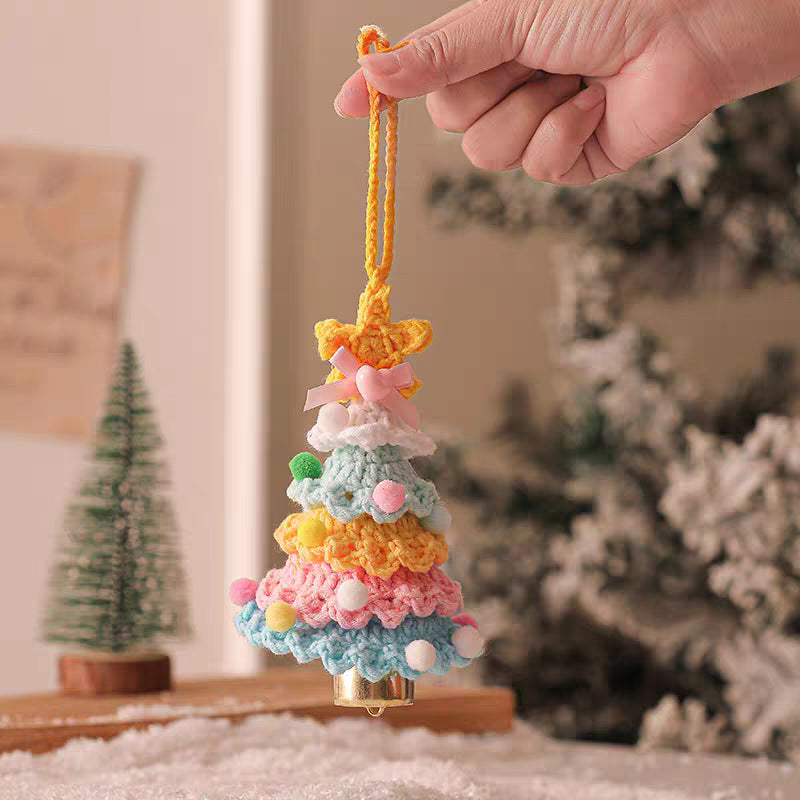 Plush Christmas Bell Ornaments Crochet Christmas Tree Mini Decor & Car Hanging