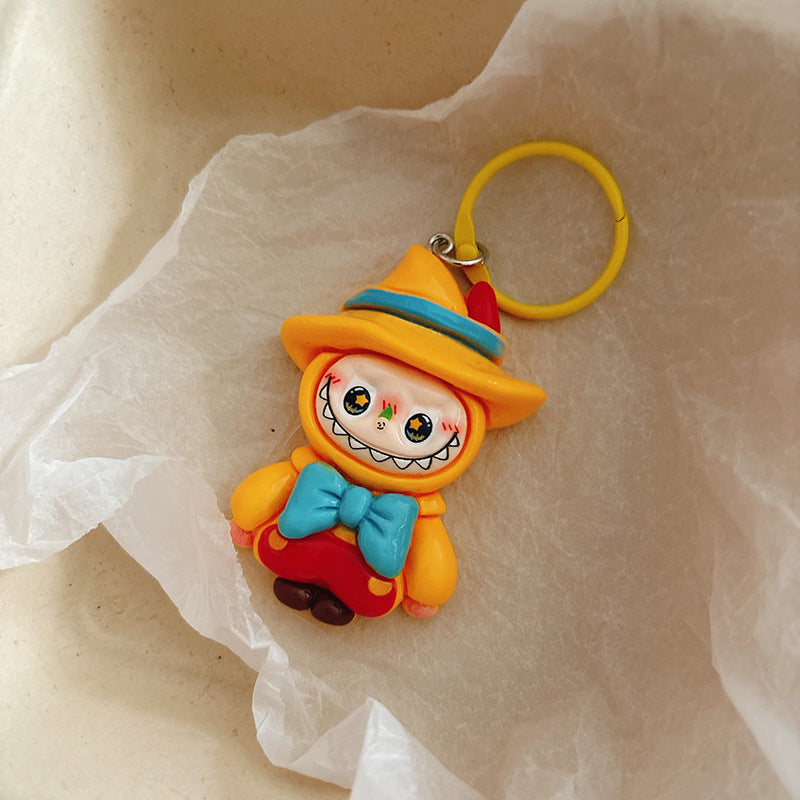 Labubu Silicone Keychain Backpack Charm Cartoon Character Keyring Accessory Gift