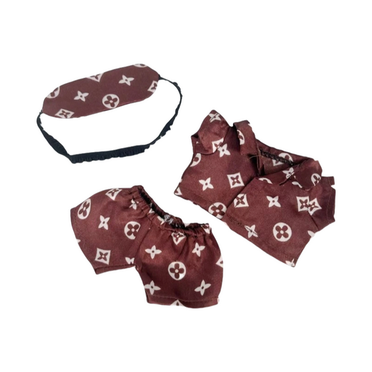 Labubu Pajamas Set with Sleep Mask Changeable Costume Doll Dress Up