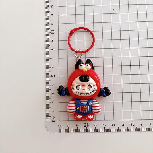 Labubu Silicone Keychain Backpack Charm Cartoon Character Keyring Accessory Gift