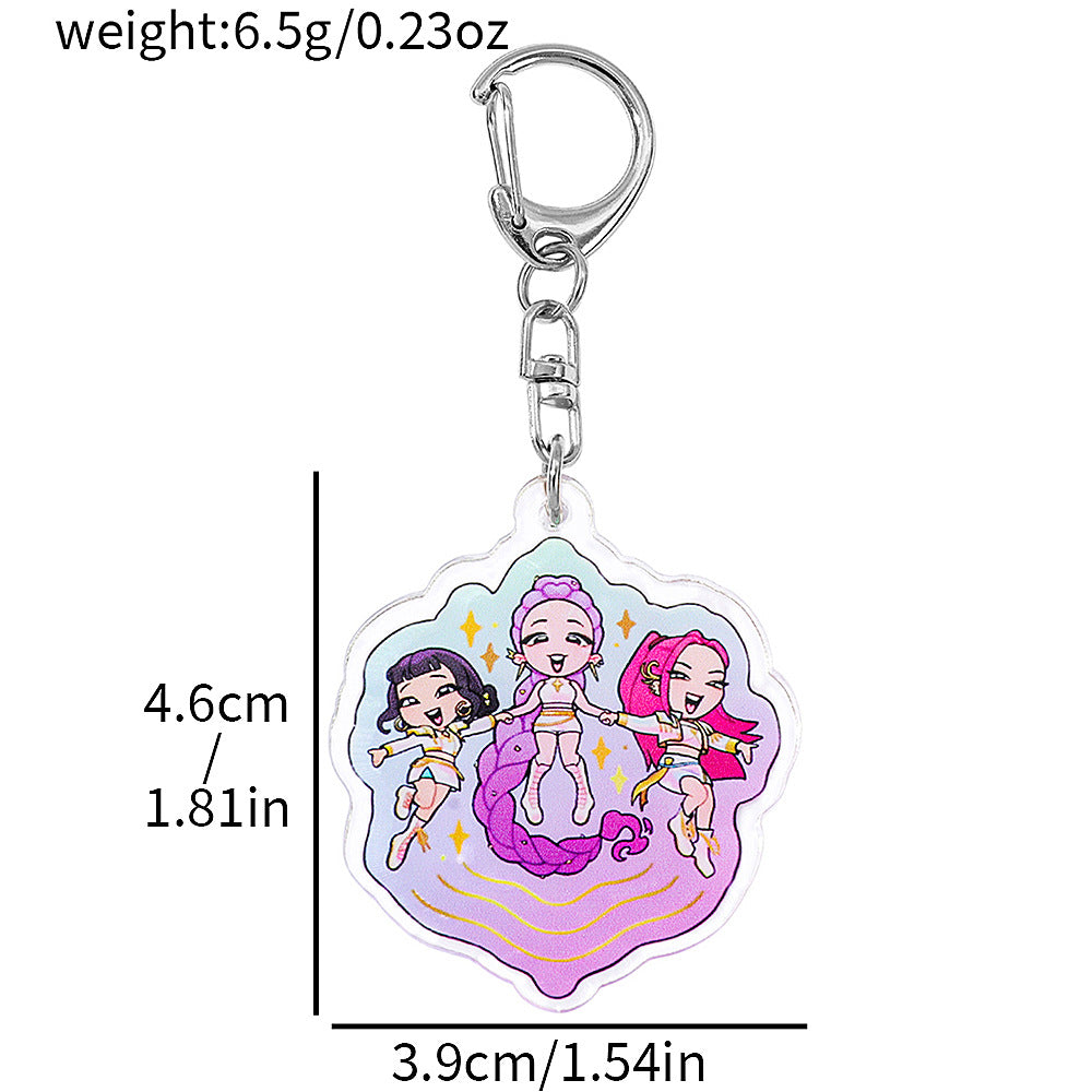 Kpop Demon Hunters Anime Keychain Set 2PCS Acrylic Girl Group Pendants for Bags & Backpacks