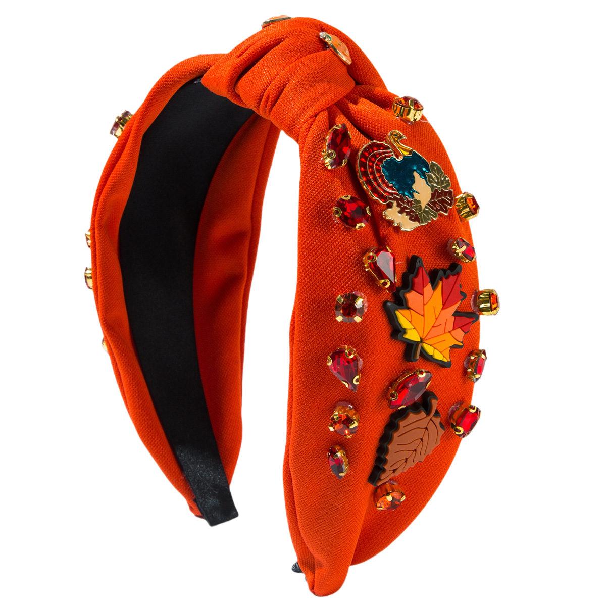 Thanksgiving Fall Maple Leaves Turkey Headband Seed Beads Rhinestones Pearl Knot