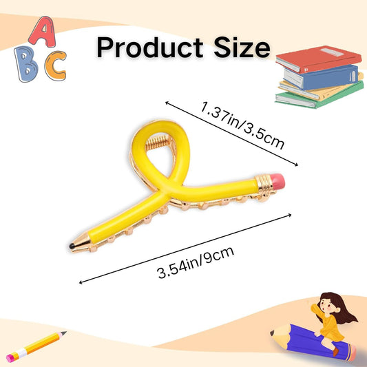 Cute Metal Pencil Hair Claw Clip – Back-to-School Gift & Creative Ponytail Holder