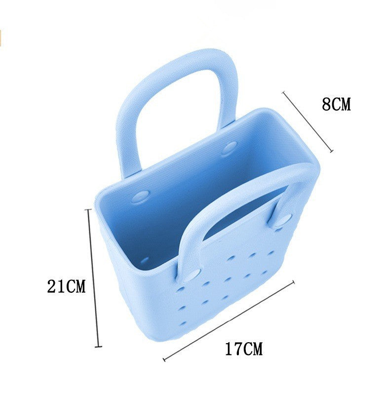 EVA Small Square Beach Bag with Hole Design Handheld Tote