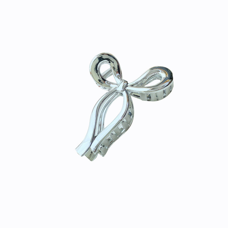 Silver Metal Hair Claw Clips Elegant Bow & Floral Designs