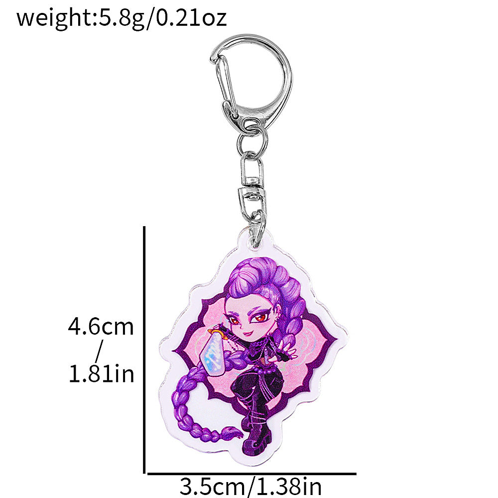 Kpop Demon Hunters Anime Keychain Set 2PCS Acrylic Girl Group Pendants for Bags & Backpacks