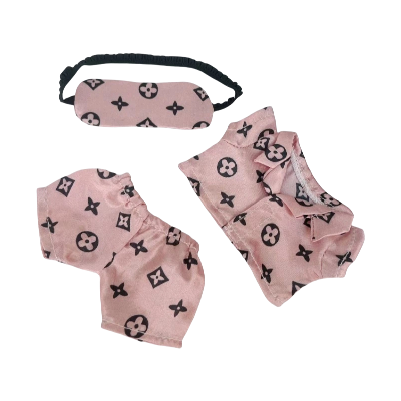 Labubu Pajamas Set with Sleep Mask Changeable Costume Doll Dress Up
