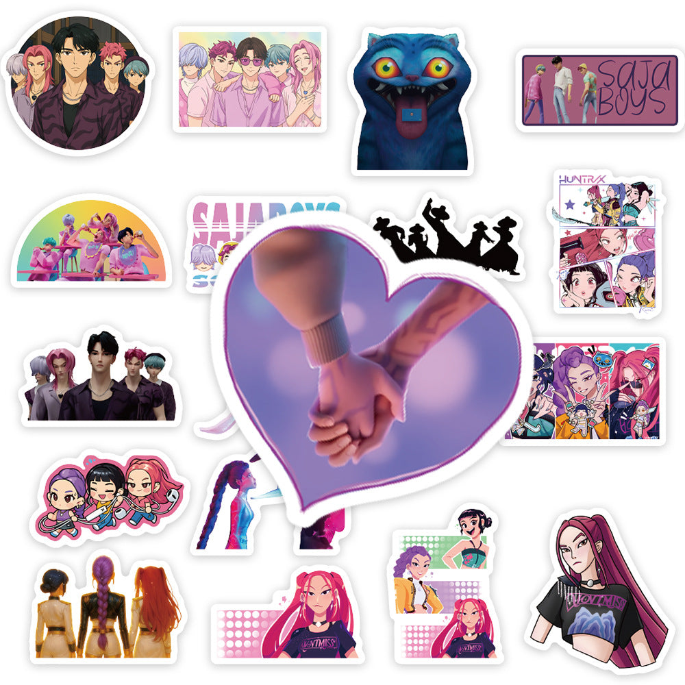 KPOP Huntrix Demon Hunter Girl & Gasha Boy Group Stickers Cartoon Character Decals DIY Scrapbooking Craft Supplies 74pcs