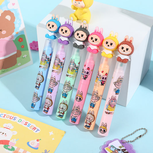 Labubu Cartoon Fluorescent Pen Mini Highlighters Student Drawing & Highlight Marker Set
