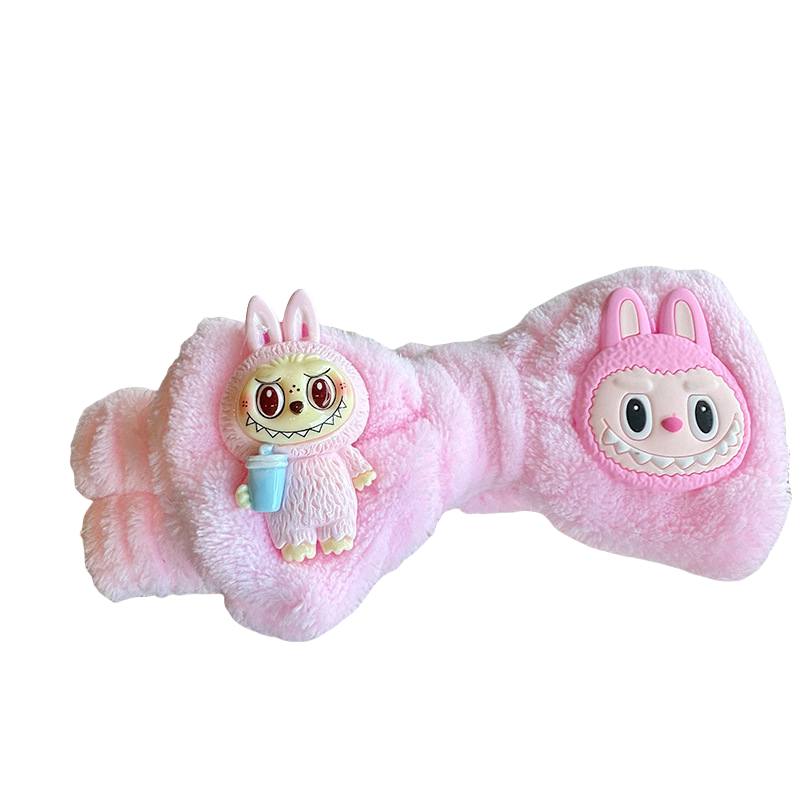 Labubu Plush Hair Turban with Cute Cartoon Bunny Design