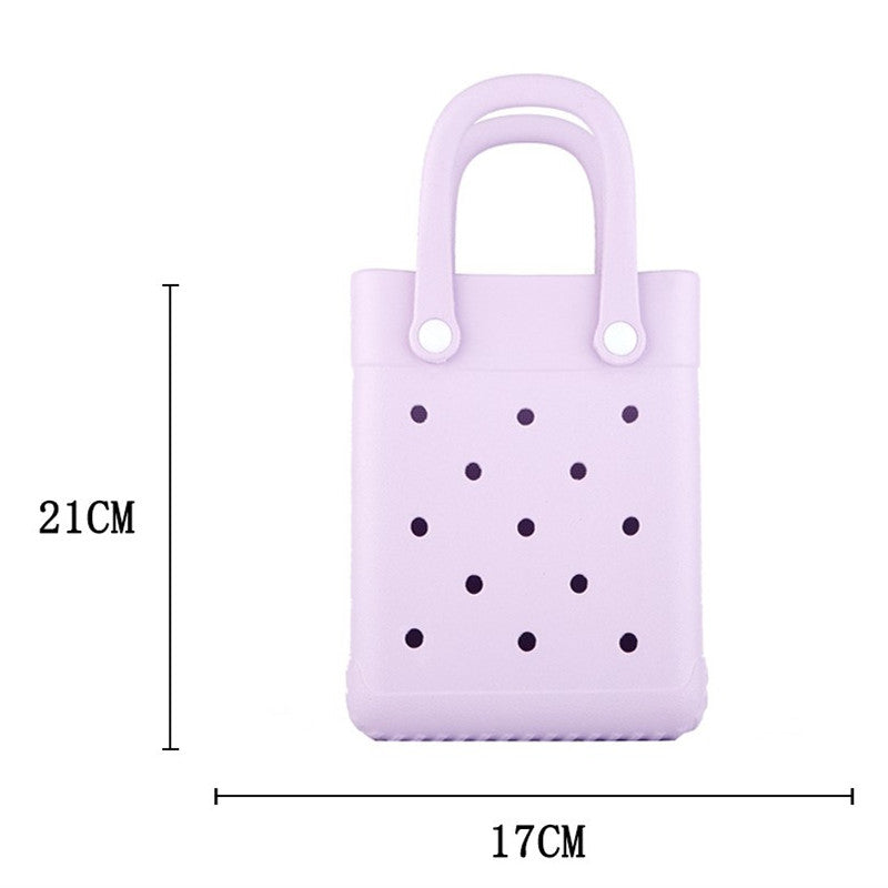 EVA Small Square Beach Bag with Hole Design Handheld Tote