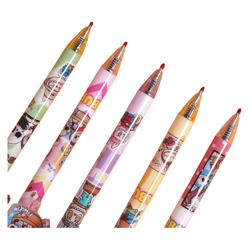 Labubu Acrylic Cartoon Black Ink 48 Pack Retractable Ballpoint School Office Supplies Retractable Pens