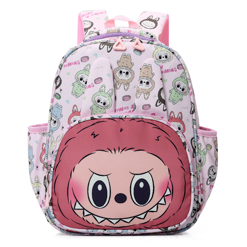 Labubu Print Large Zipper Backpack Back To School Bag Kindergarten Gift