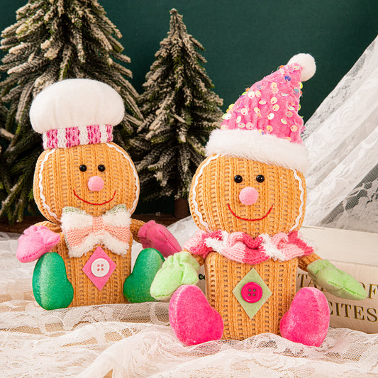 Christmas 2025 Gingerbread Man Figurine Square Ornament, Kids Gift Party Tabletop Decoration