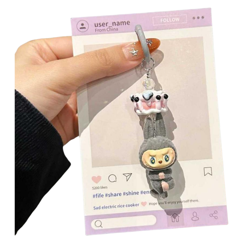 Labubu Lazy Yoga Series Plush Phone Strap – Trendy Bag & Phone Charm