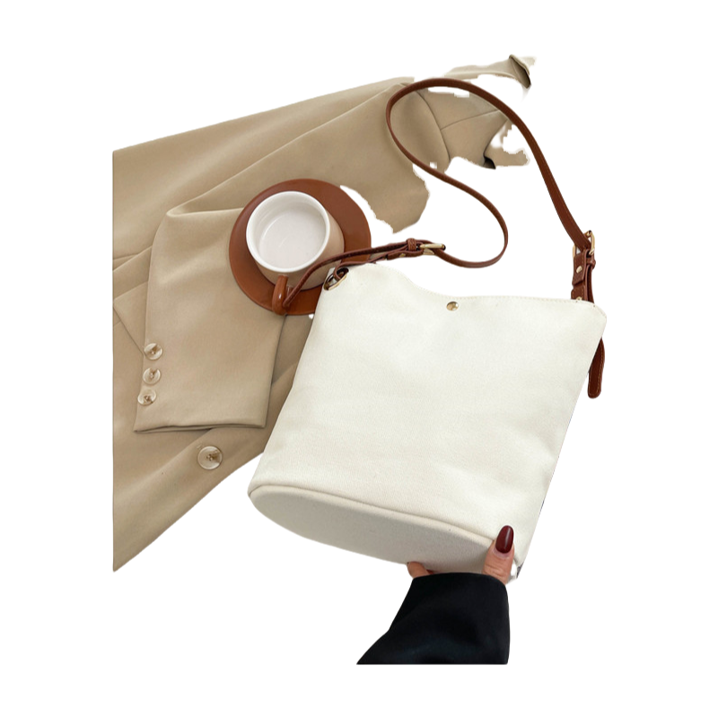 Cartoon Labubu Canvas Bucket Bag Painted Crossbody & Shoulder Tote