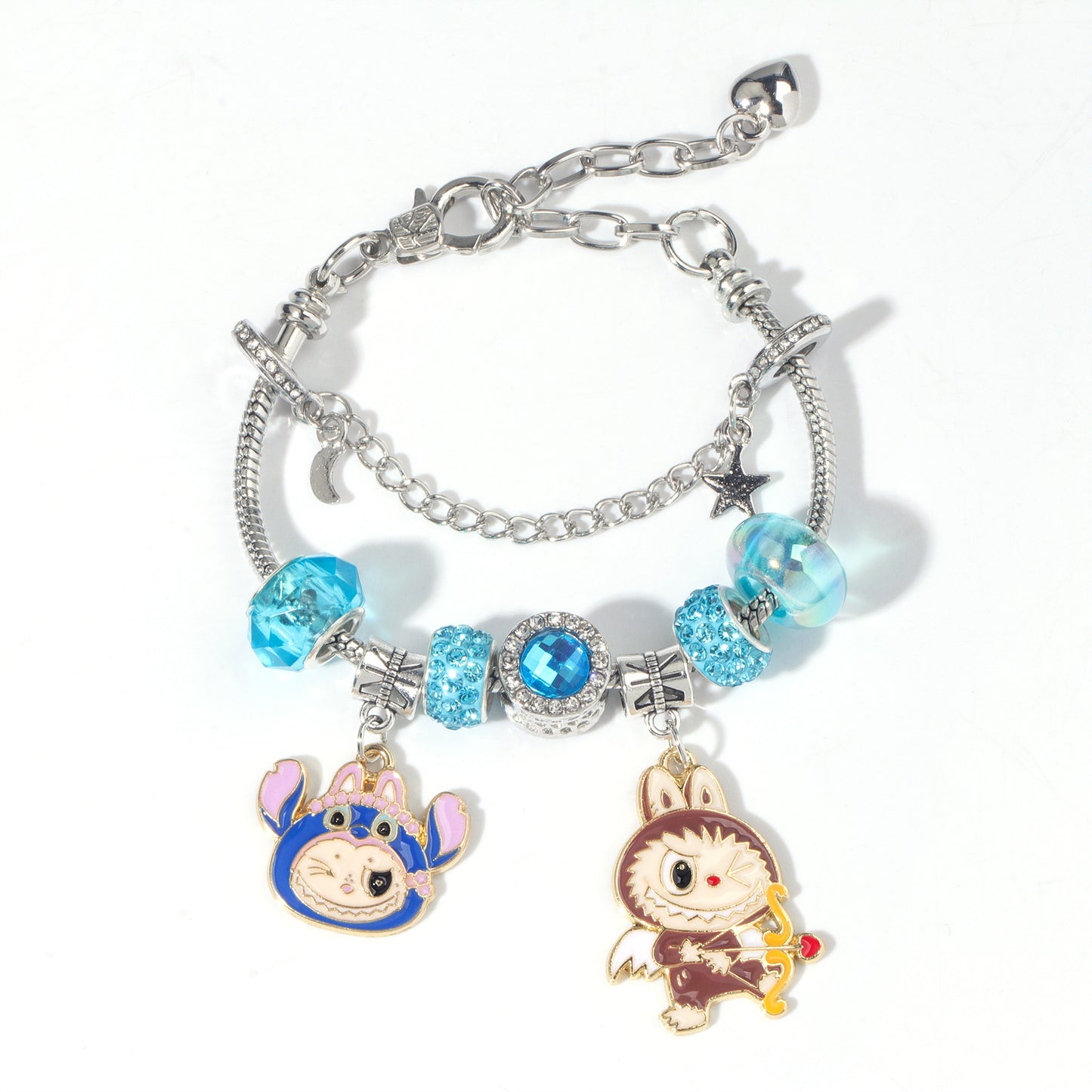 Labubu Beaded Charm Bracelet, Cartoon DIY Alloy Hand Chain for Women, Multiple Colors Available