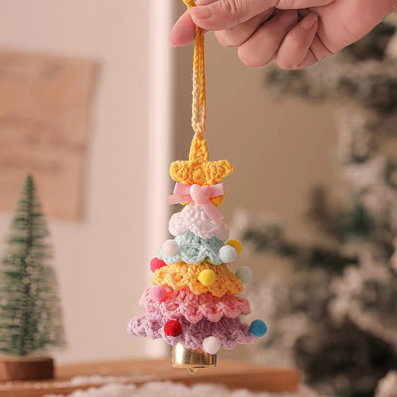 Plush Christmas Bell Ornaments Crochet Christmas Tree Mini Decor & Car Hanging