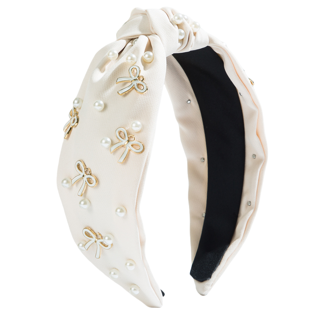 Girl Adult Knot Headband Wide Bow Hair Accessory Pearl Trim