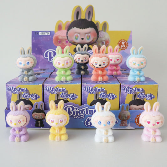 Labubu Christmas Flocked Vinyl Figure Collectible Toy Blind Box Surprise Trendy Desk Decor 12Pcs