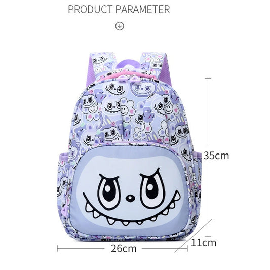 Labubu Print Large Zipper Backpack Back To School Bag Kindergarten Gift