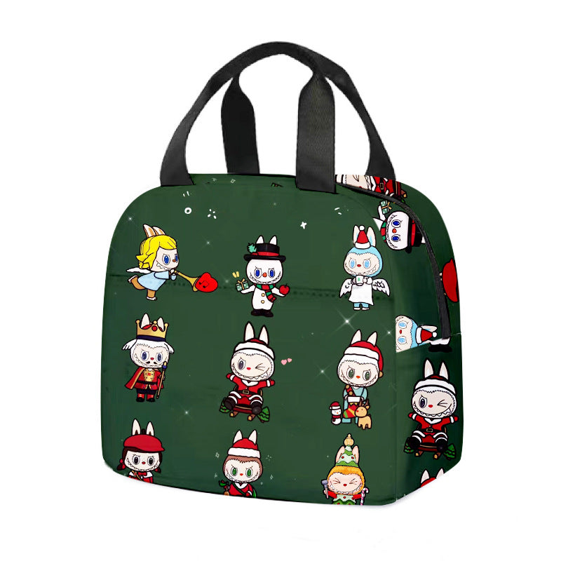 Labubu Christmas 2025 Cartoon Lunch Bag Insulated Bento Box Tote for Kids Adult
