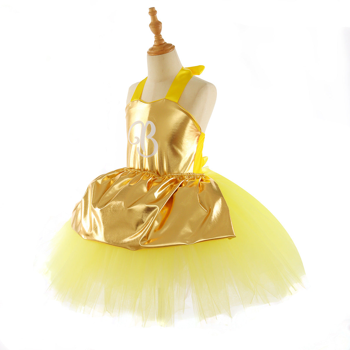 Shiny Tutu Dress with Bow Metallic Princess Costume Set