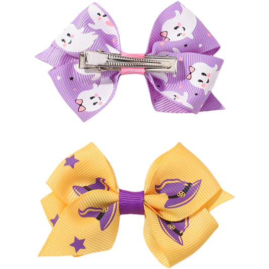 Halloween Fall Pumpkin Face Ghost Corn Spider Hair Clips Bow Hairpins Girls