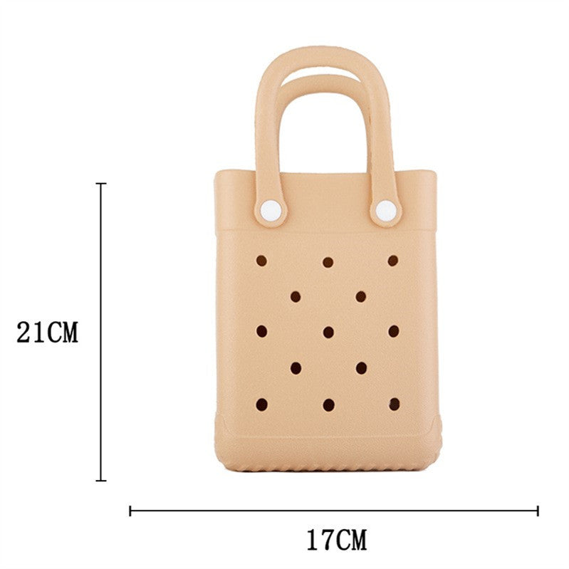 EVA Small Square Beach Bag with Hole Design Handheld Tote