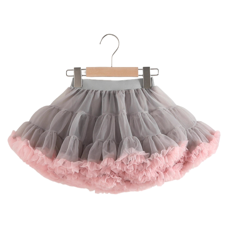 Girls Fall Winter Outfit Grey Knit Cardigan with Pink Heart-shape & Buttons Tutu Skirt Set