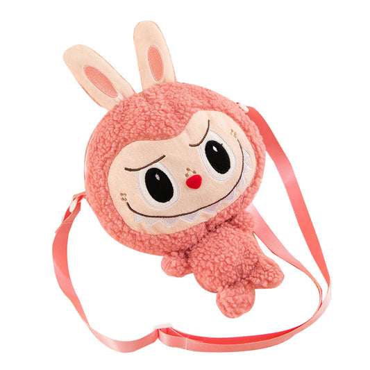 Kids Girls Labubu Soft Plush Crossbody Character Doll Bag