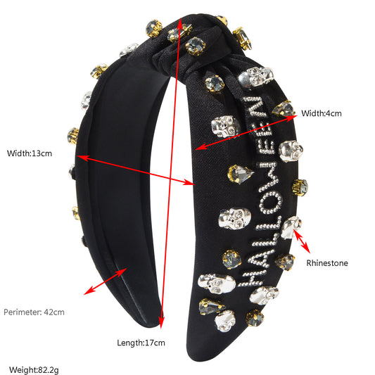 Girls Rhinestone Halloween Skull Headband Hair Accessory Women