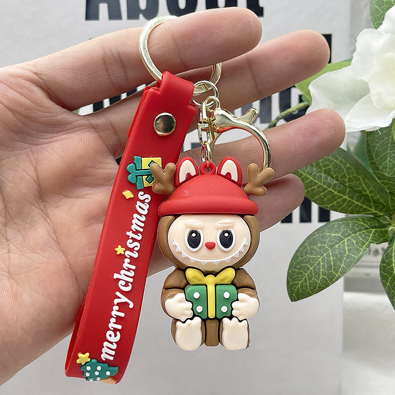 Labubu Christmas Santa Claus Silicone Keychain With Various Character Designs