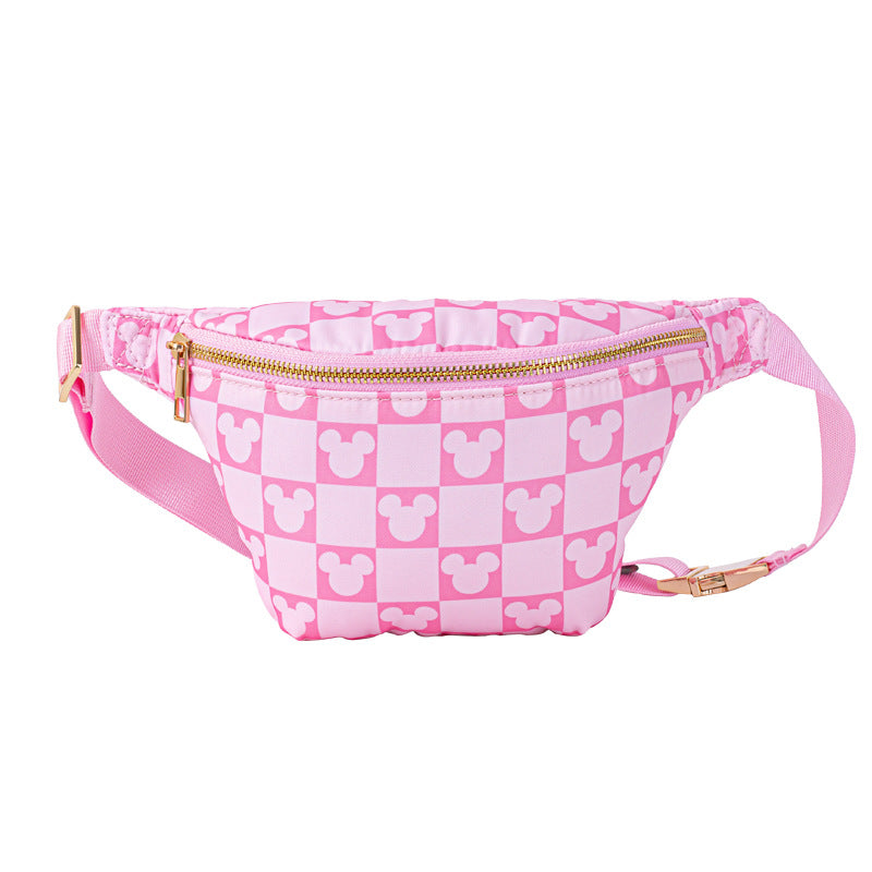 Large Nylon Kids Waist Pack with Cartoon Print Multi-Purpose Crossbody Bag