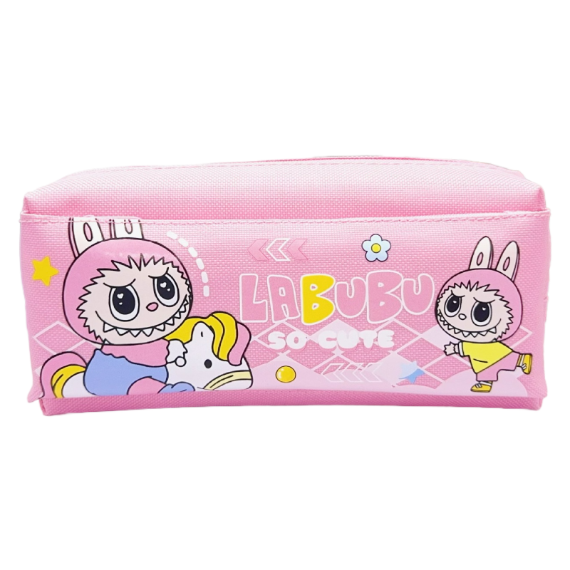 New Cartoon Labubu Pencil Case, Large Capacity Oxford Cloth Stationery Bag for Students