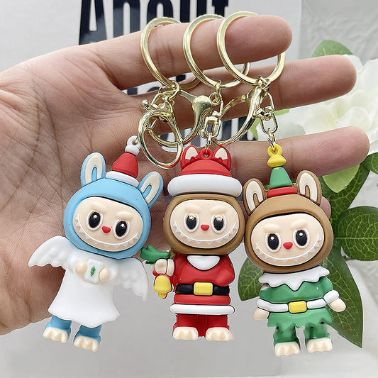 Labubu Christmas 2025 Santa Claus Silicone Keychain With Various Character Designs
