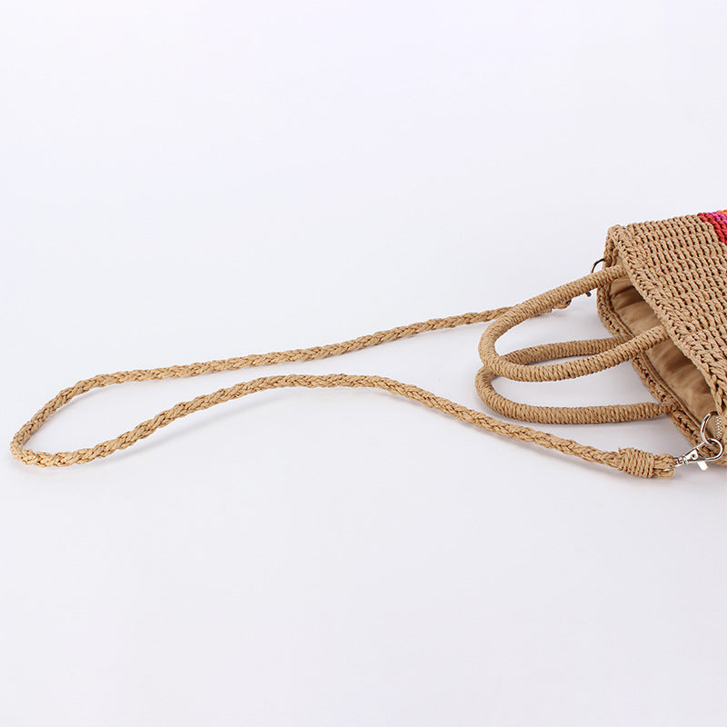 Rainbow Colorblock Woven Crossbody Bag for Women & Girls