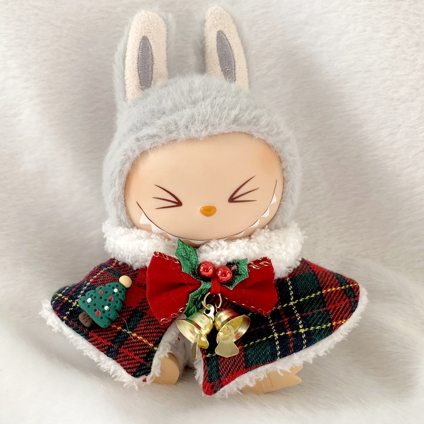 17cm Labubu Christmas Doll Outfit Bow Headwear Costume