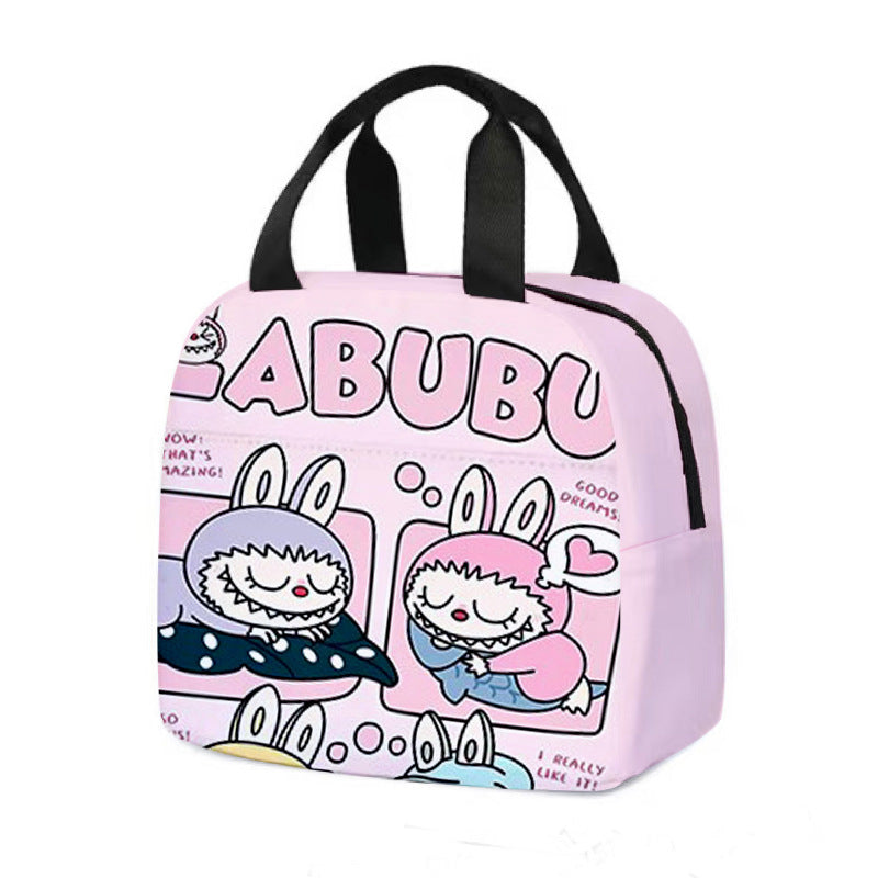 Labubu Cartoon Lunch Bag Insulated Bento Box Tote for Kids