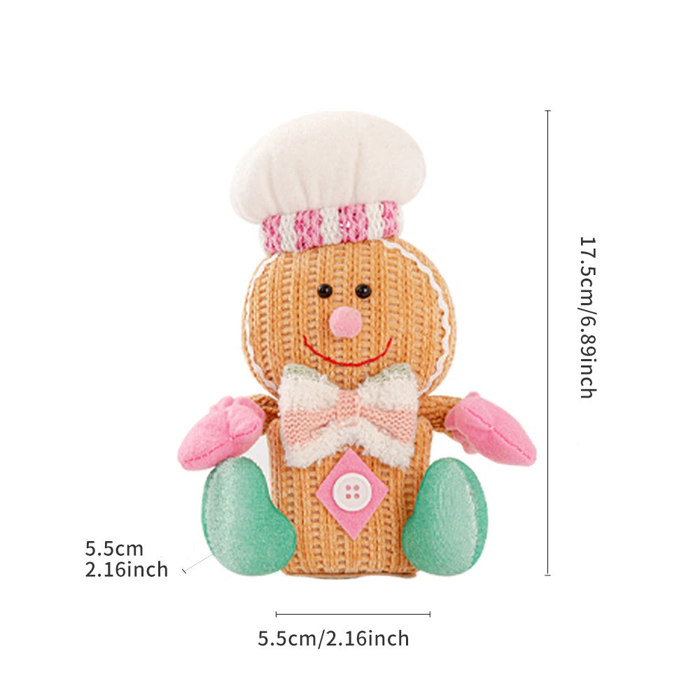 Christmas 2025 Gingerbread Man Figurine Square Ornament, Kids Gift Party Tabletop Decoration