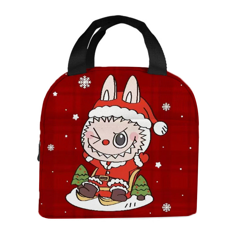 Labubu Christmas 2025 Cartoon Lunch Bag Insulated Bento Box Tote for Kids Adult
