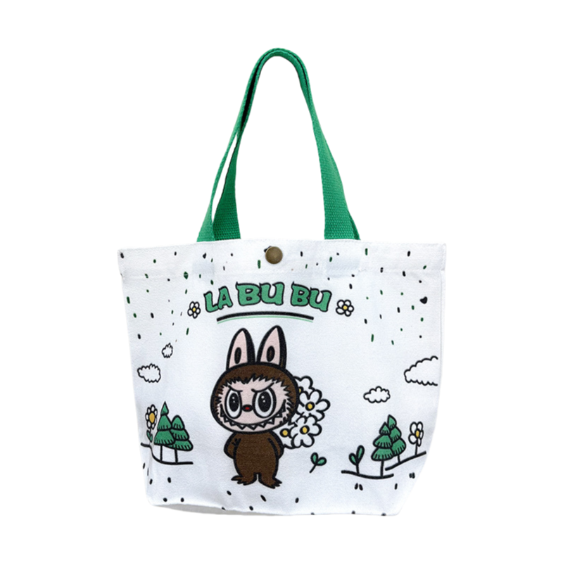 Labubu Cartoon Canvas Tote Bag Shoulder Handbag Portable