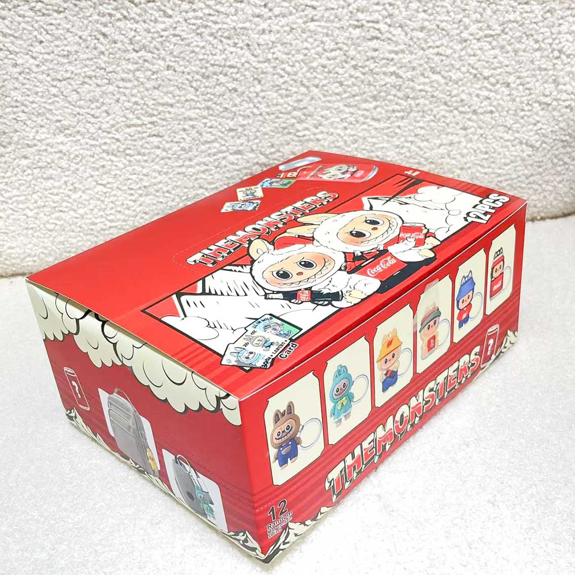 Labubu Blind Box Keychain Cute Cartoon Cola Can Mini Figure Keyring Toy Gift 12Pcs