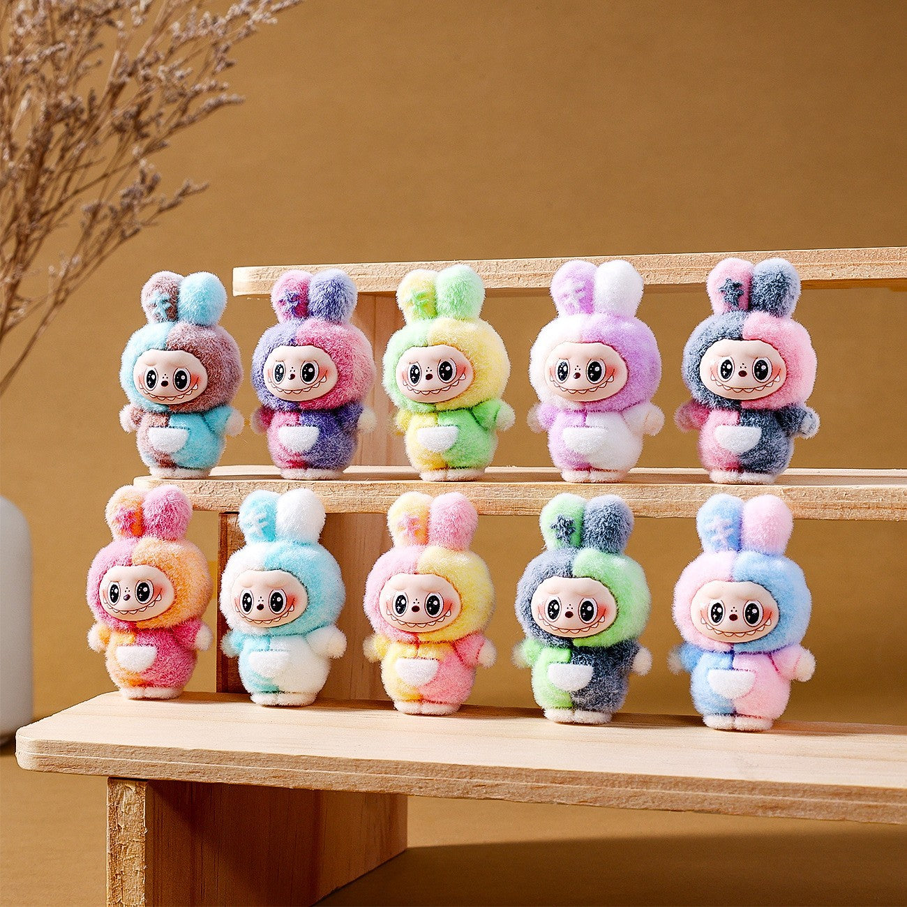 Labubu Flocked Mini Figurine Cute Collectible Desk & Car Decoration Toy