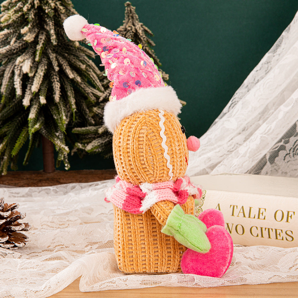 Christmas 2025 Gingerbread Man Figurine Square Ornament, Kids Gift Party Tabletop Decoration