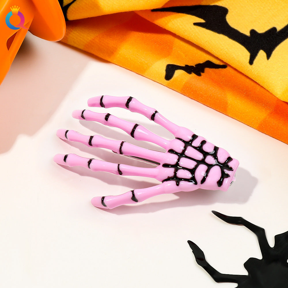 Halloween Skeleton Hand Hair Clip, Fun Spooky Party Side Hairpin Holiday Accessory