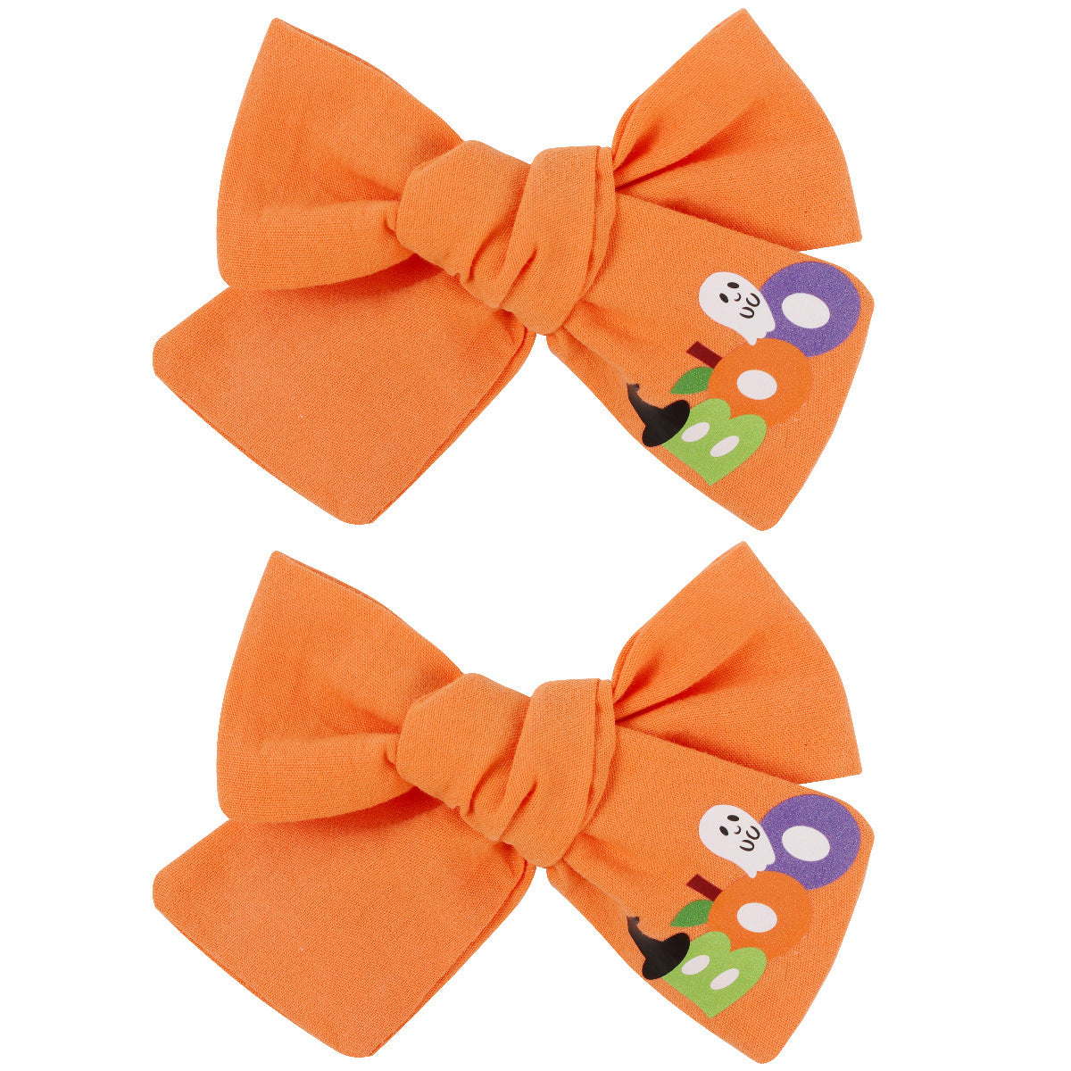 Girls Halloween Pumpkin Ghost Embroidery Orange Pink Headwear Bow