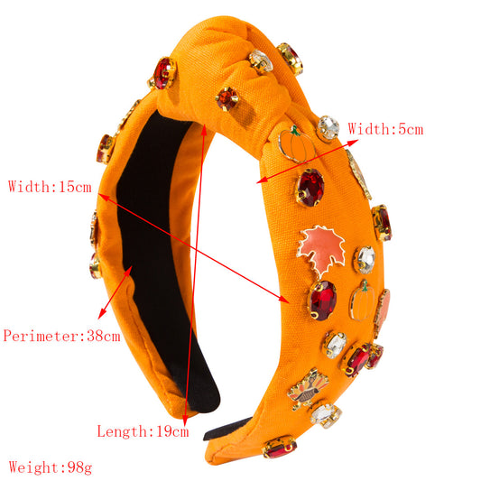 Girls Rhinestone Thanksgiving Turkey Pumpkin maple Leaves Headband Hair Accessory Women