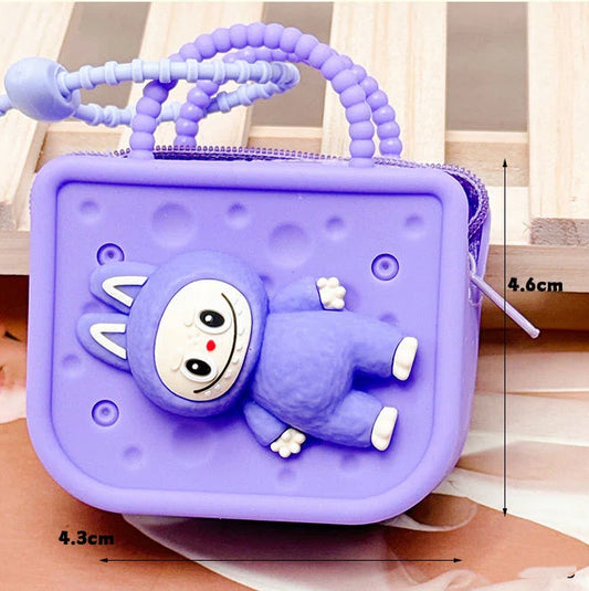 Labulu Coin Purse Keychain Silicone Wallet Charm Zipper 6 Colors
