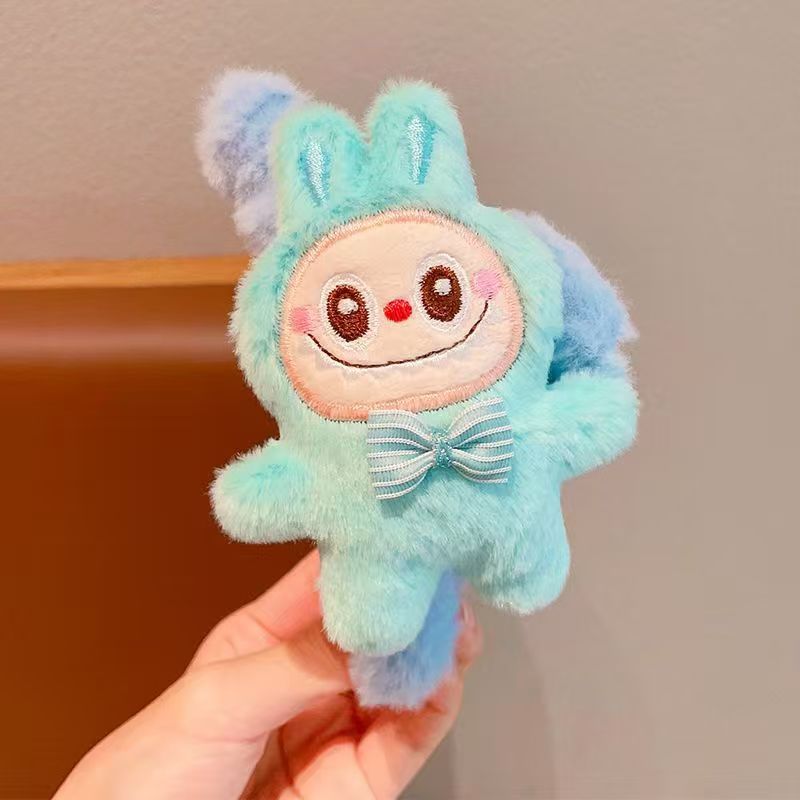 Fall Winter Cute Labubu Cartoon Plush Hair Claw Clip – Fluffy Back-of-Head Barrette